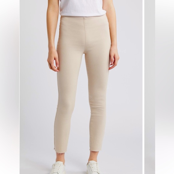 NWT Small Sand Tan Frank & Eileen Derry Illusion Pull on Pants Slim Straight Leg